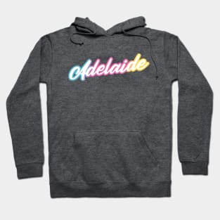 Adelaide: Australian city name in white script font on funky bright background Hoodie